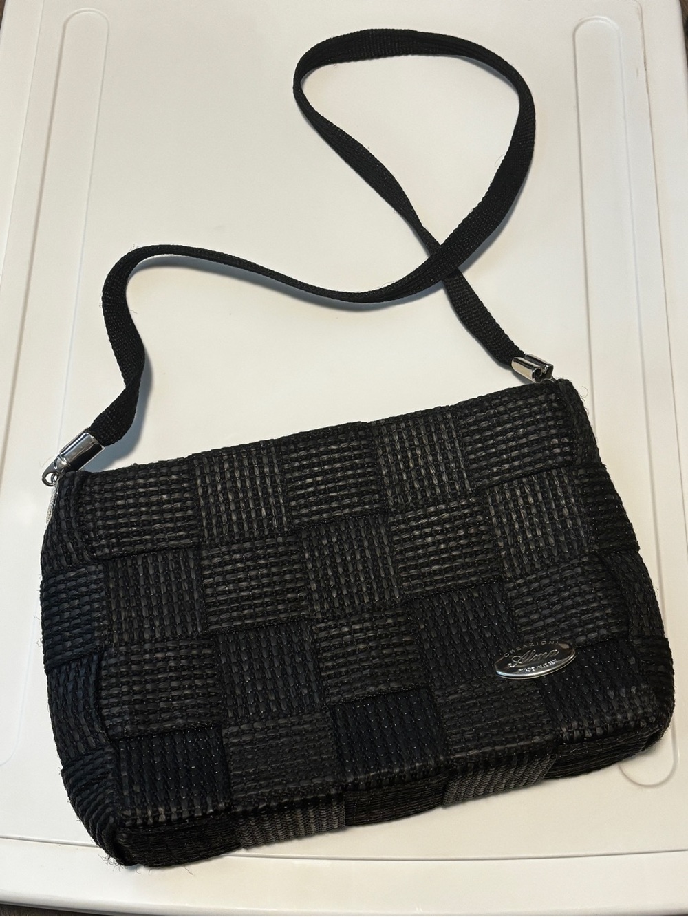 Alma - Black Woven Crossbody Bag - Unbranded